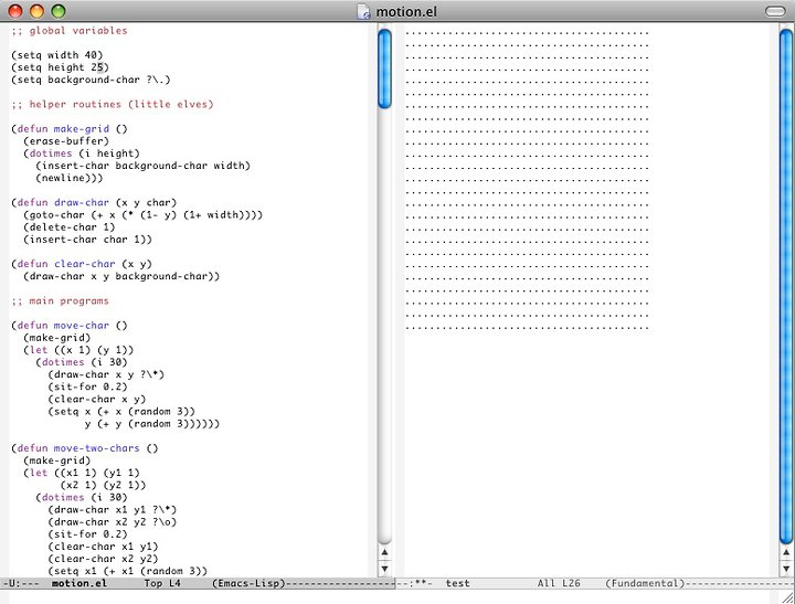 Emacs two pane